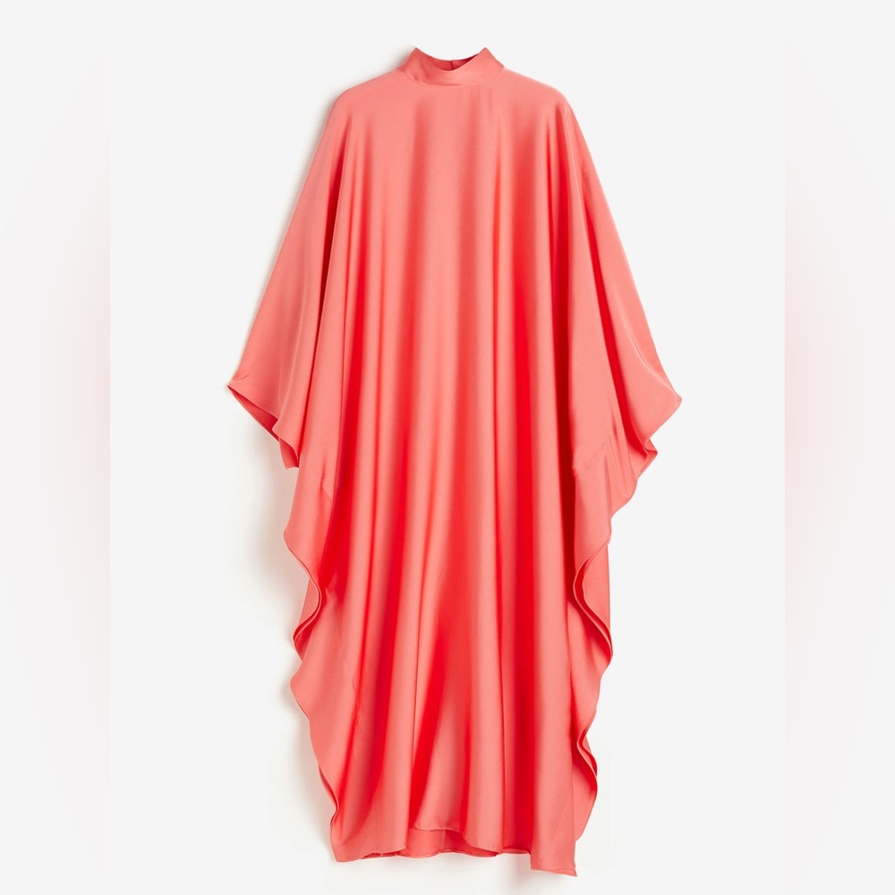 H&M SATIN CORAL KAFTAN DRESS. NEW WITH TAGS